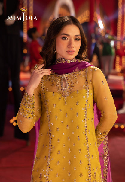 AJFO-05 EMBROIDERED ORGANZA UNSTITCHED 3 PCS