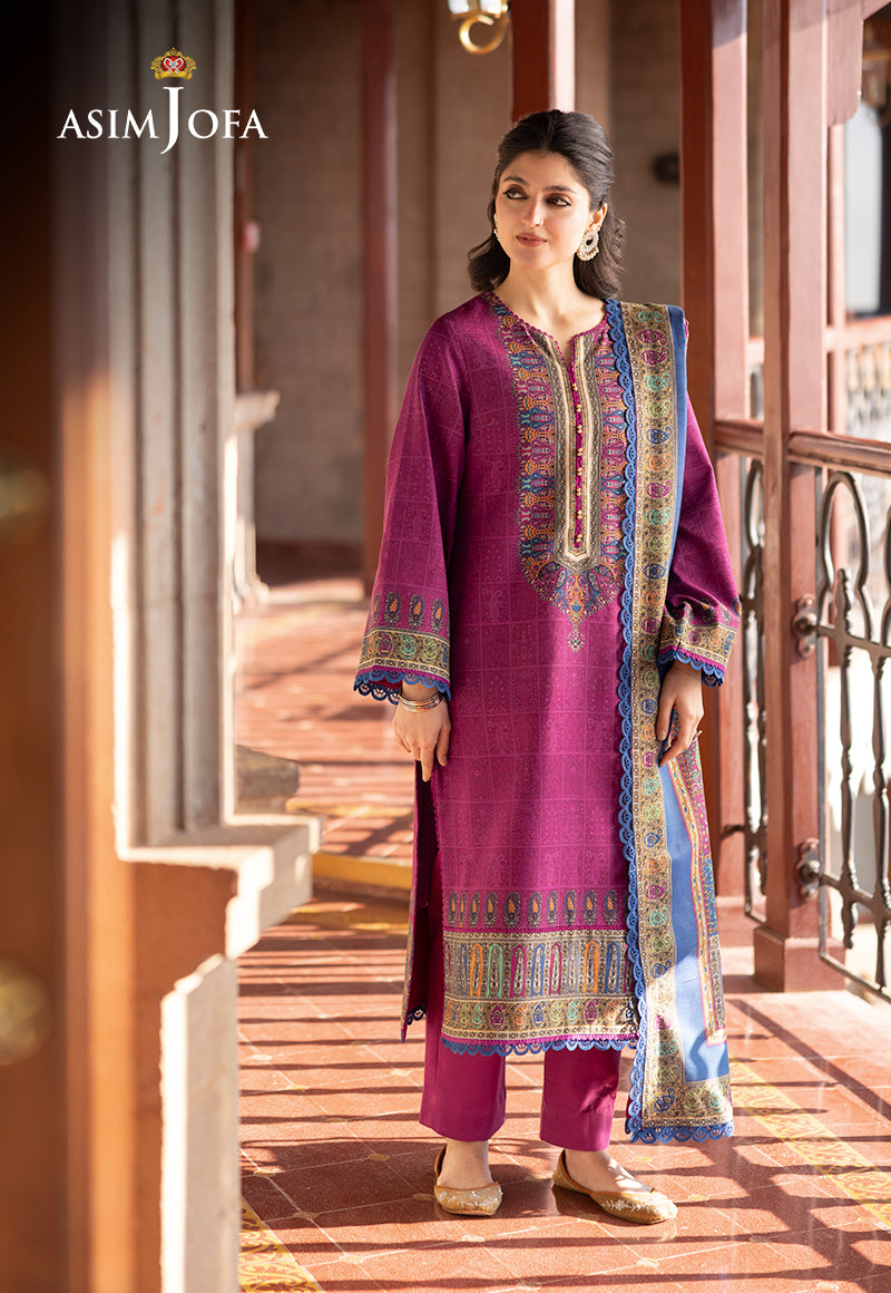 AJUW-51 PRINTED KHADDAR 3 Pcs