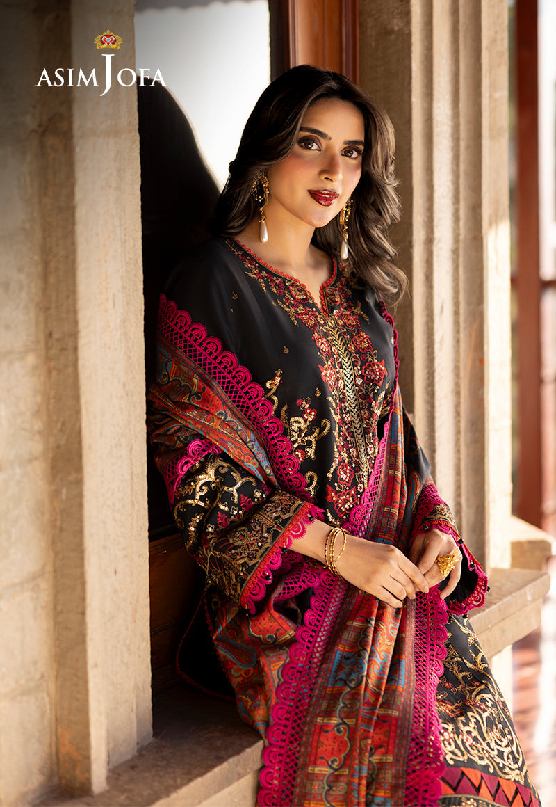 AJUW-28 EMBROIDERED VISCOSE 3 Pcs