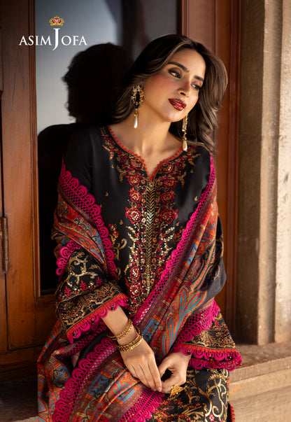 AJUW-28 EMBROIDERED VISCOSE 3 Pcs