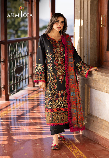 AJUW-28 EMBROIDERED VISCOSE 3 Pcs