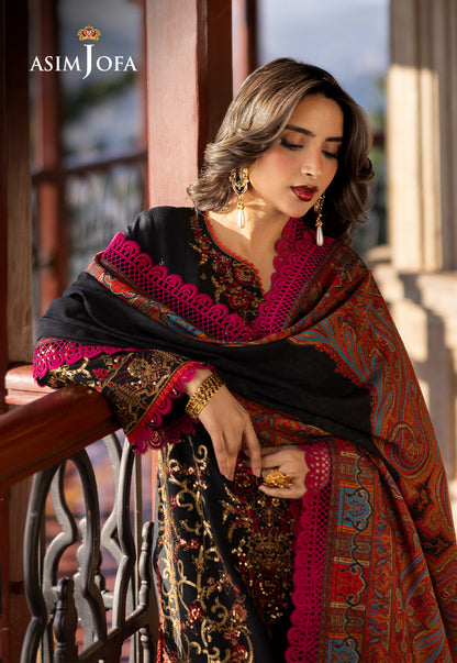 AJUW-28 EMBROIDERED VISCOSE 3 Pcs