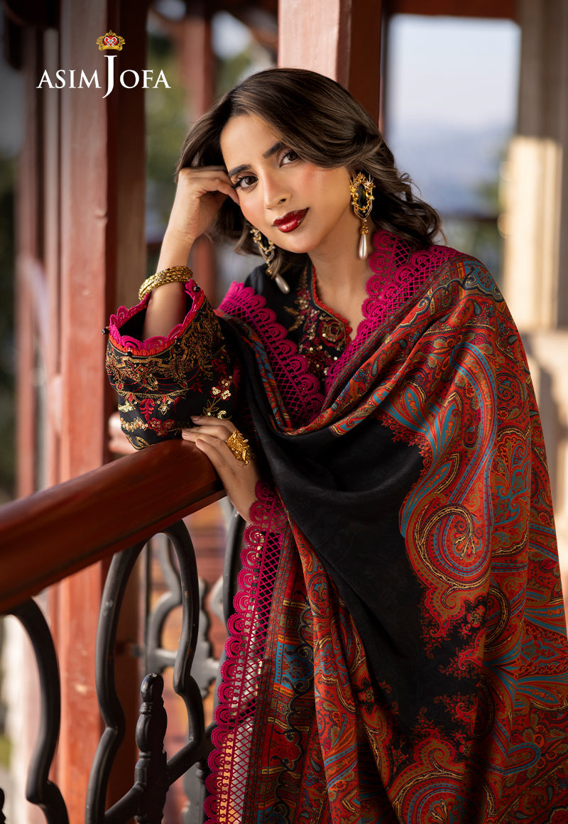 AJUW-28 EMBROIDERED VISCOSE 3 Pcs