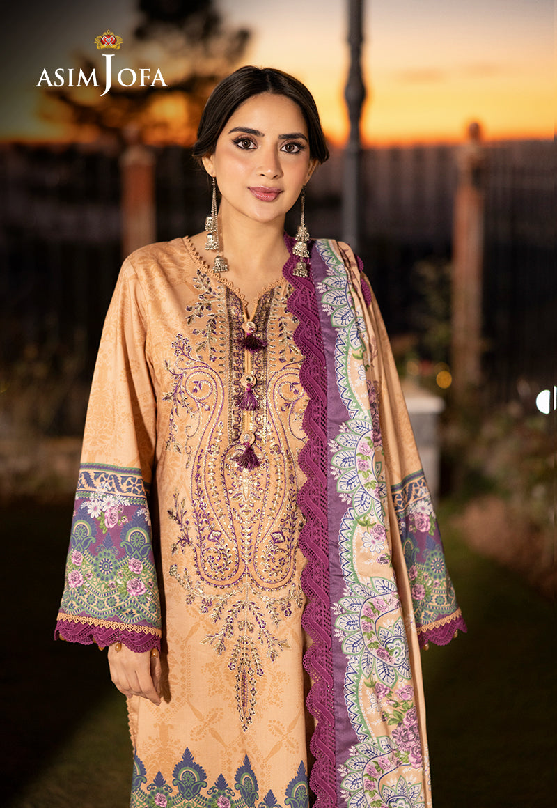 AJUW-19 EMBROIDERED VISCOSE 3 Pcs