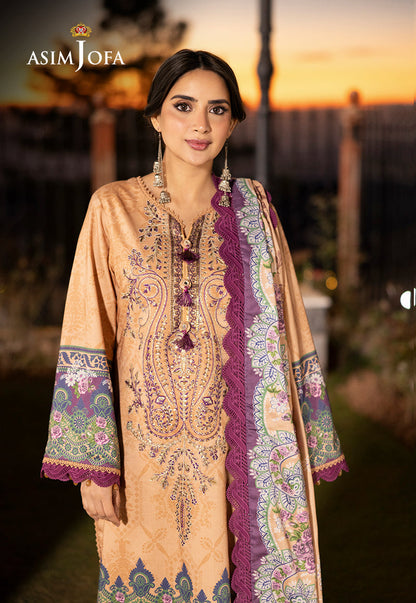 AJUW-19 EMBROIDERED VISCOSE 3 Pcs