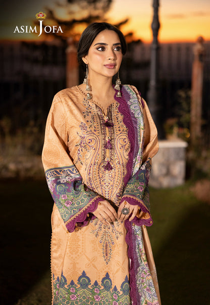 AJUW-19 EMBROIDERED VISCOSE 3 Pcs
