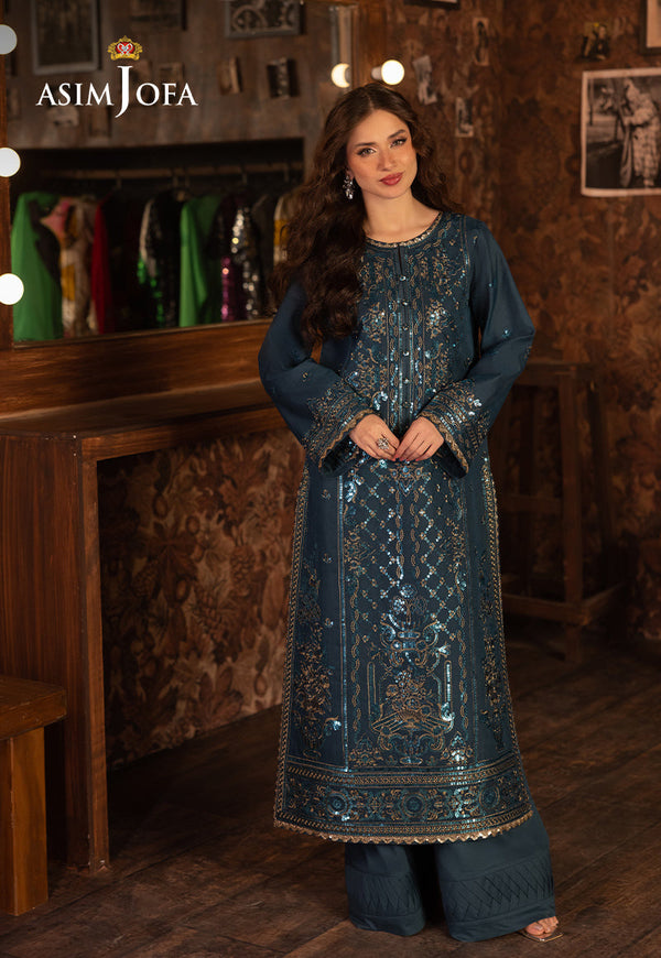 AJFO-10 EMBROIDERED PAPER COTTON UNSTITCHED 2 PCS