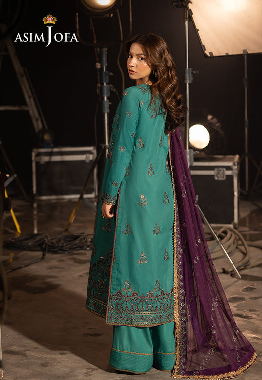 AJFO-08 EMBROIDERED SILK UNSTITCHED 3 PCS