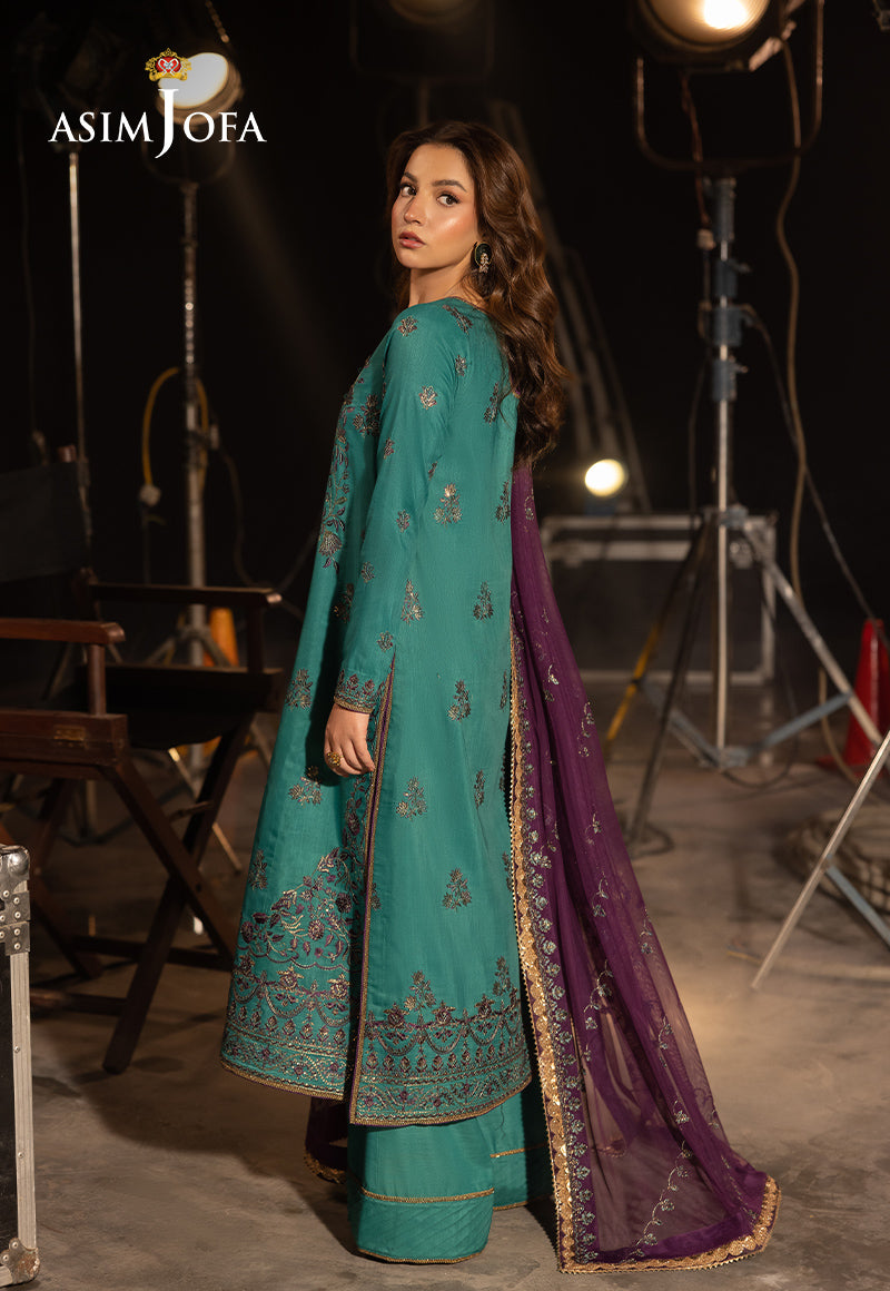 AJFO-08 EMBROIDERED SILK UNSTITCHED 3 PCS