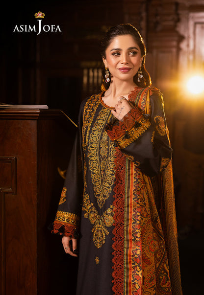 AJUBJ-12 PRINTED EMBROIDERED LAWN 3 PC