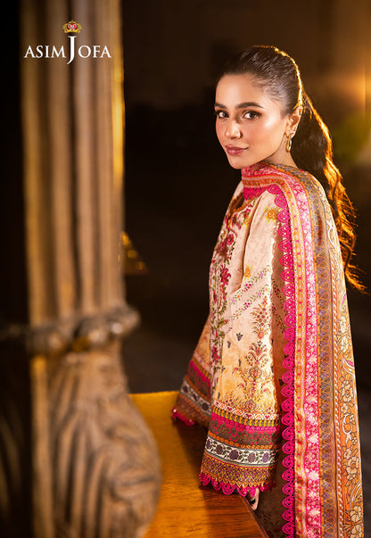 AJUBJ-02 PRINTED EMBROIDERED LAWN 3 PC