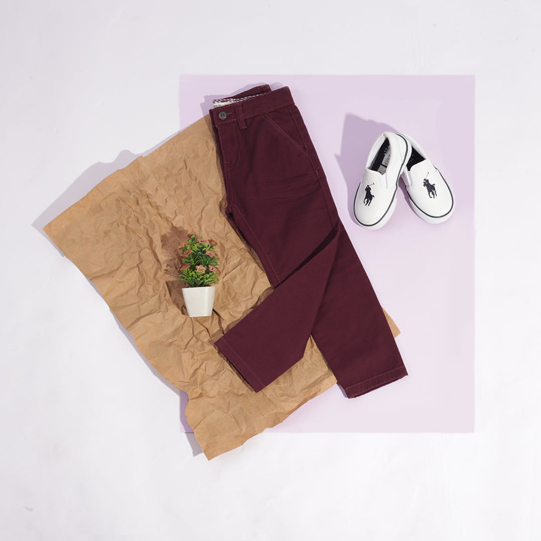 Boys Mahroon Chinos Pant