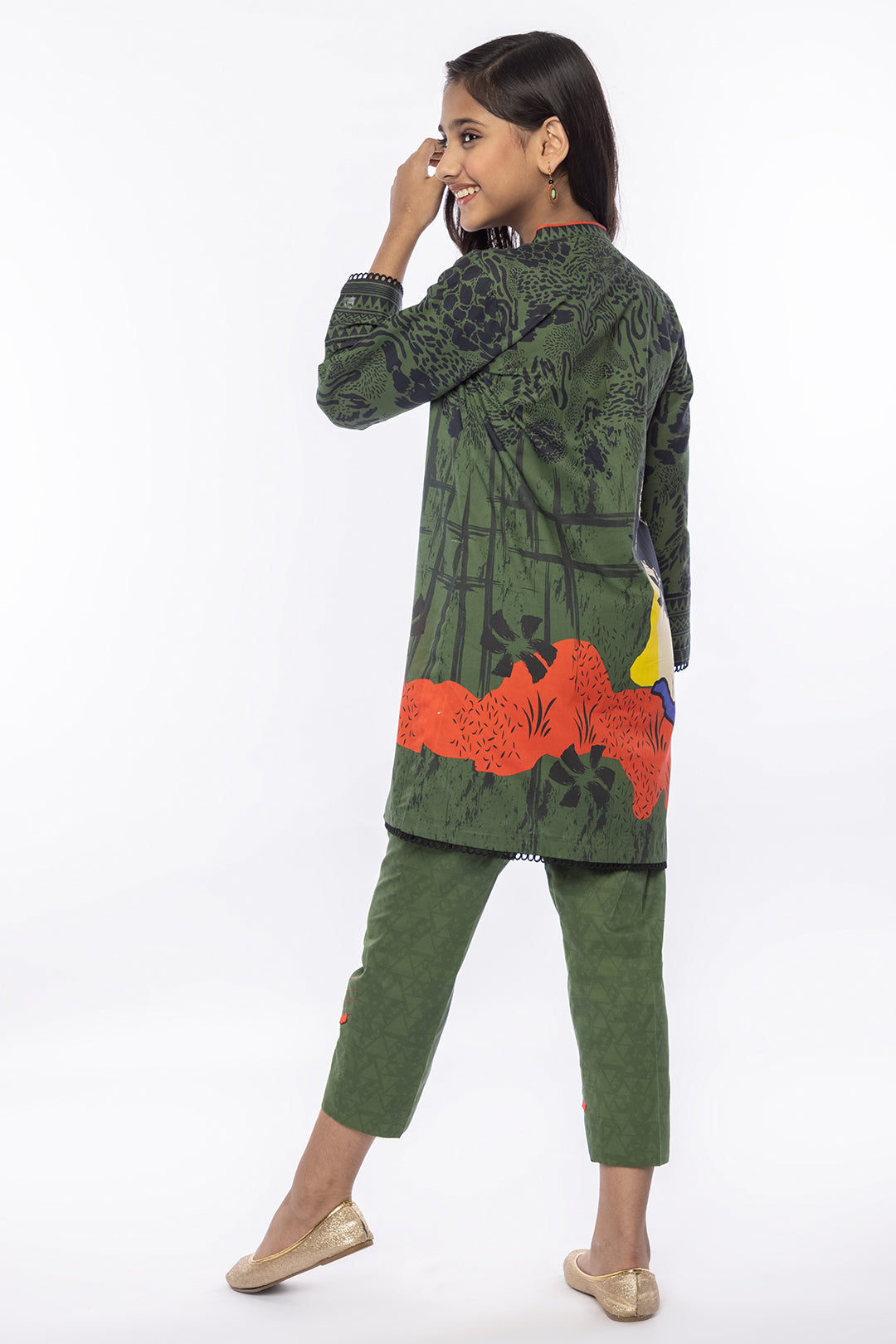 2Pcs Printed Lawn Suit Green SKU: MAC-025