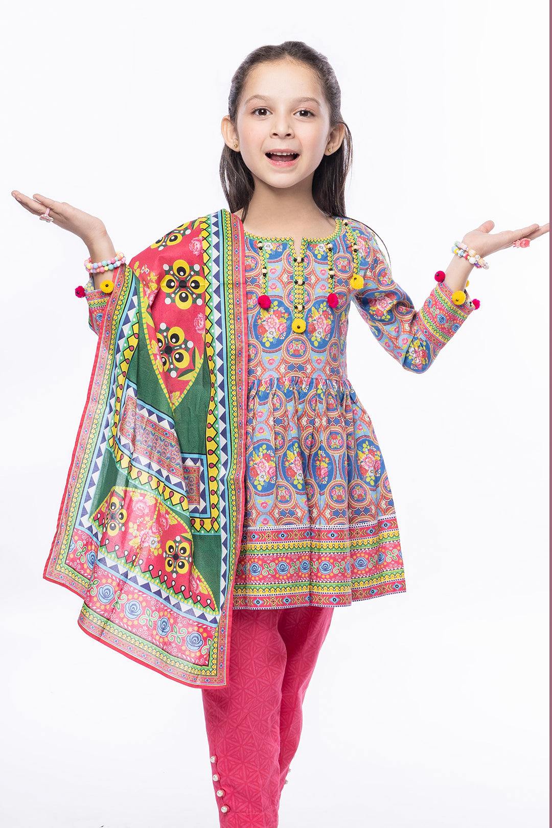 3PCS Digital Printed Lawn Shirt, Dupatta & Cotton Trouser SKU: SFRK-005