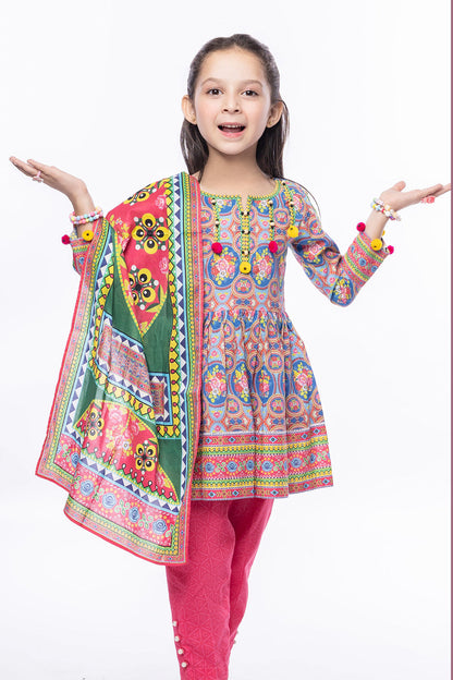 3PCS Digital Printed Lawn Shirt, Dupatta & Cotton Trouser SKU: SFRK-005