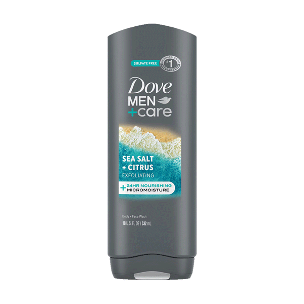 Dove Men+ Care Sea Salt Citrus Exfoliating Body+Face Wash 532ml