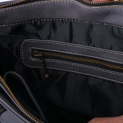 Everyday Women's Leather Zipper Tote Bag- Grey