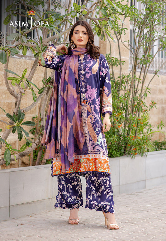 AJPB-199 PRINTED CHARMEUSE SILK STITCHED 3PCS
