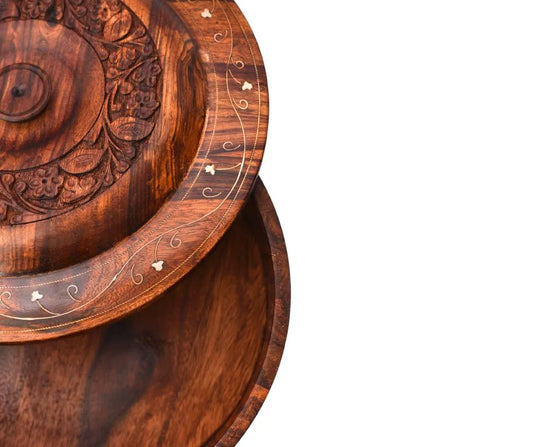 Rustic Wooden Carved Hot Pot