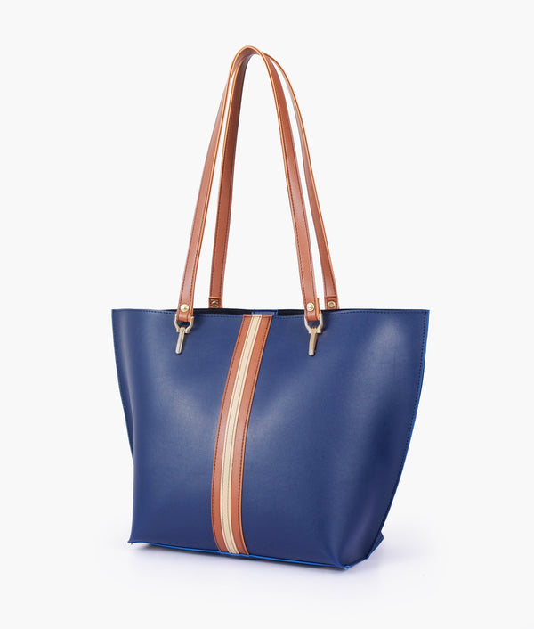 RTW Creation - Blue centre-stripe tote bag