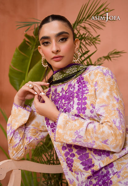 AJGR-09 EMBROIDERED COTTON SILK 2 PCS