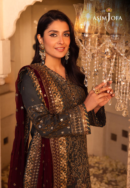 AJSH-07 EMBROIDERED RAW SILK 3 PCS