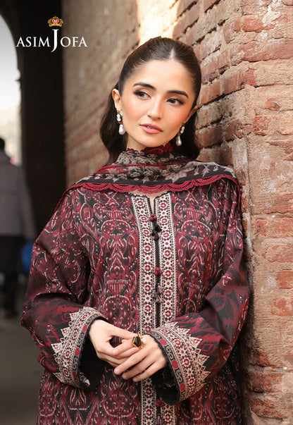 AJUBF-50 PRINTED EMBROIDERED LAWN 3 PCS