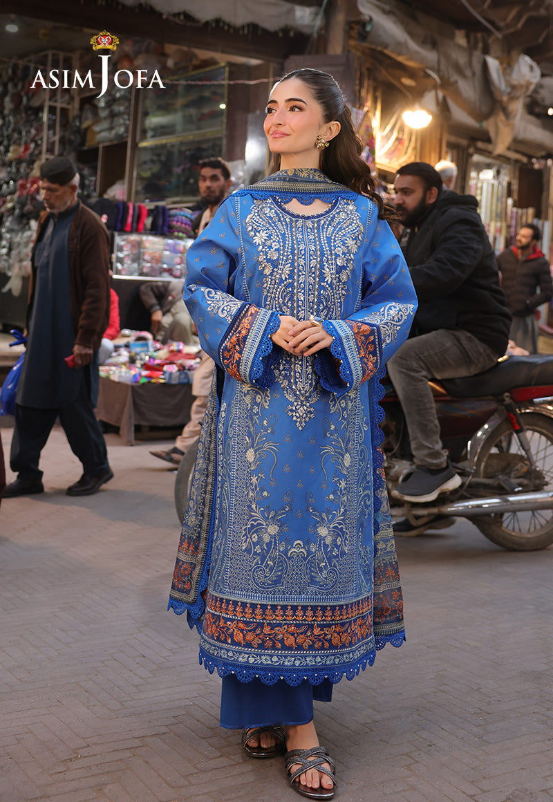 AJUBF-38 PRINTED EMBROIDERED LAWN 3 PCS