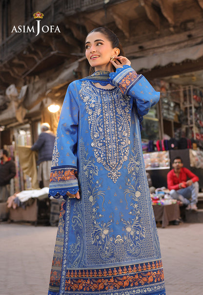 AJUBF-38 PRINTED EMBROIDERED LAWN 3 PCS