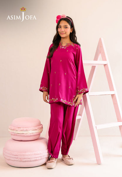 AJKLP-10 Embroidered Malai Silk Stitched 2 Pcs