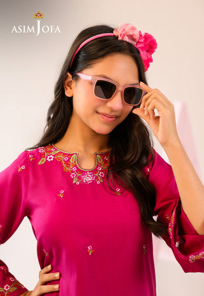 AJKLP-10 Embroidered Malai Silk Stitched 2 Pcs