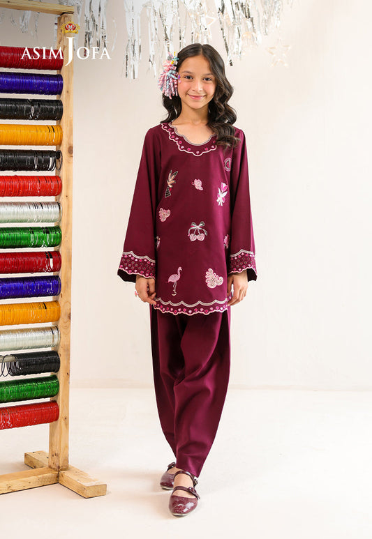 AJKLP-09 Embroidered Jumbo Silk Stitched 2 Pcs