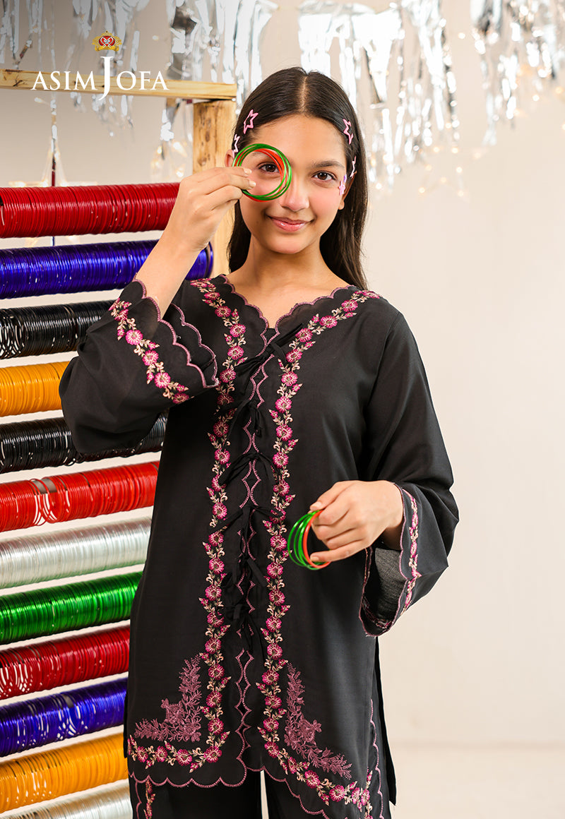 AJKLP-05 Embroidered Twisted Silk Stitched 2 Pcs