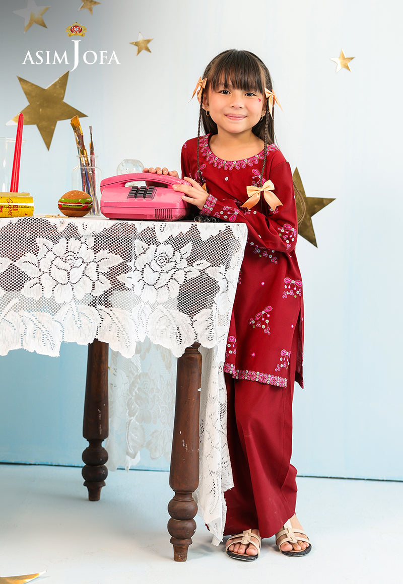 AJKLP-09 Embroidered Jumbo Silk Stitched 2 Pcs