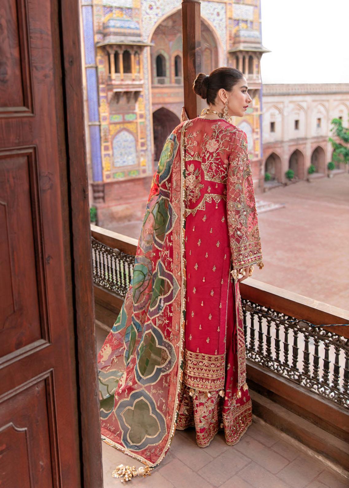 Zarlish by Mohsin Naveed Ranjha Embroidered Organza Suits Unstitched 3 Piece MNR22Z ZWU22-16 Naseebo Laal - Festive Collection