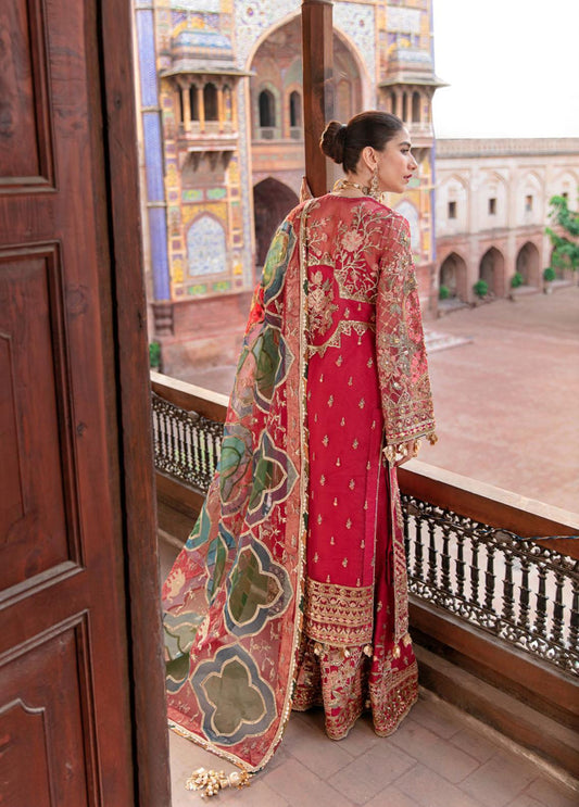 Zarlish by Mohsin Naveed Ranjha Embroidered Organza Suits Unstitched 3 Piece MNR22Z ZWU22-16 Naseebo Laal - Festive Collection