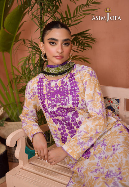 AJGR-09 EMBROIDERED COTTON SILK 2 PCS