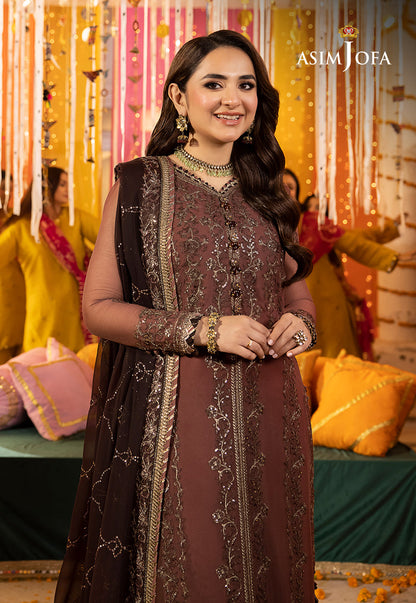 AJDAP-14 EMBROIDERED CHIFFON STITCHED 3 PCS