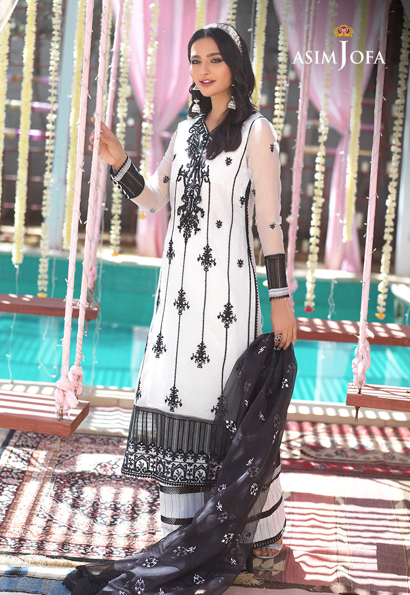 AJFC-09 EMBROIDERED ORGANZA 3 PCS