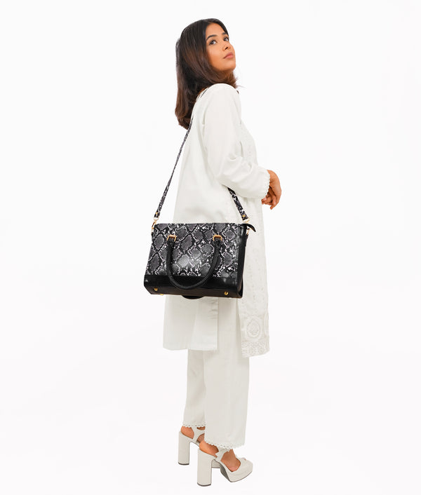 RTW Creation - Black snake handbag