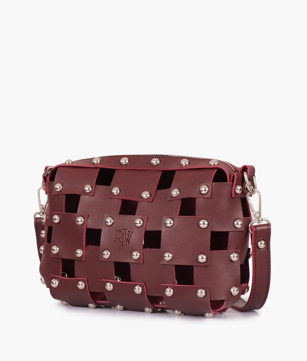 RTW Creation - Burgundy rivet cross-body bag