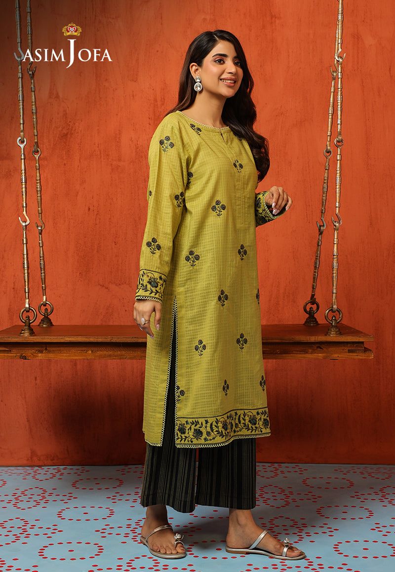 AJTM-07 - 2 PCS EMBROIDERED SELF JACQUARD 2 PCS