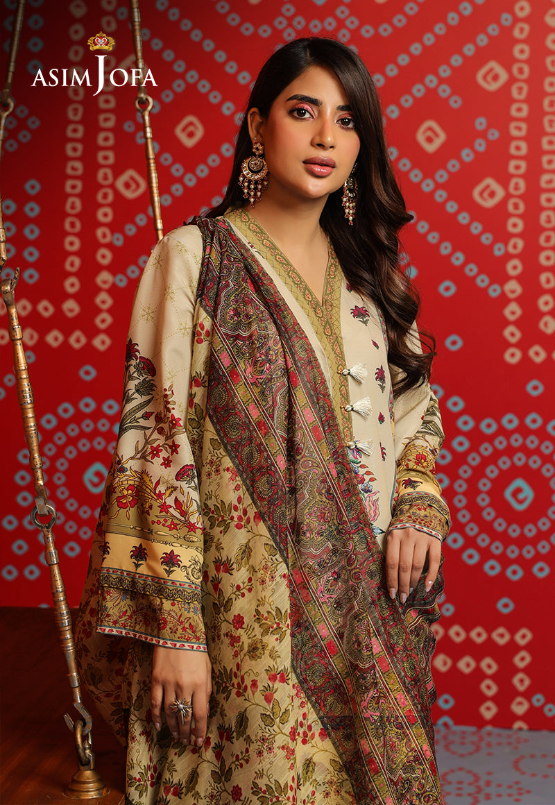 AJTM-16 - 3 PCS EMBROIDERED SWISS LAWN 3 PCS