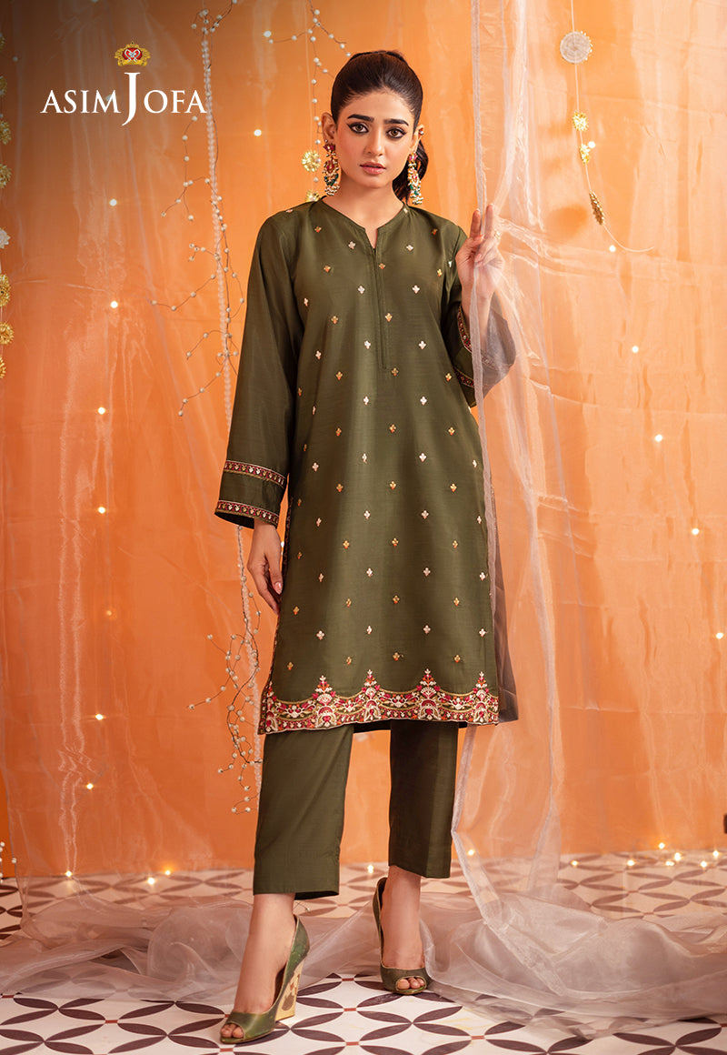 AJTM-04 - 2 PCS EMBROIDERED RAW SILK 2 PCS