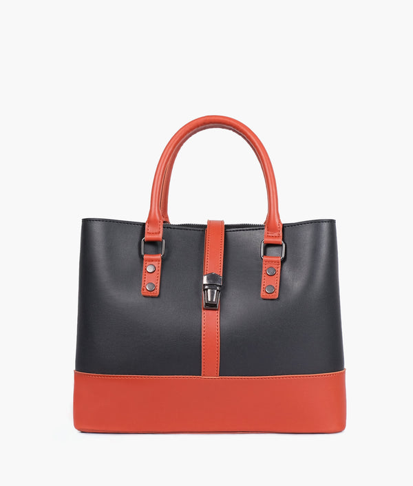 RTW Creation - Black and rust multi-compartment shoulder bag