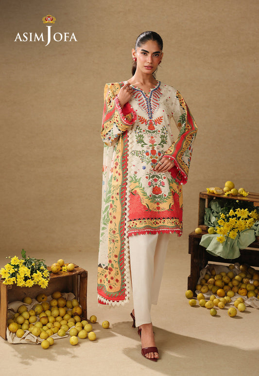 AJUBC-01 Printed Lawn Unstitched 3 Pcs