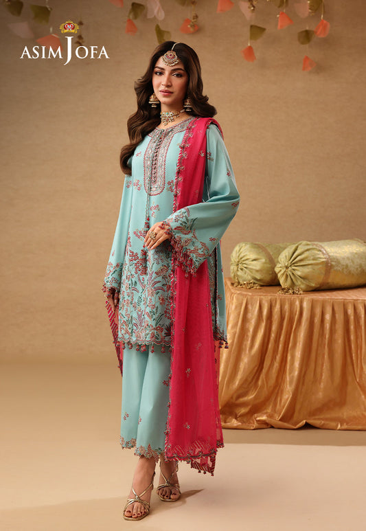 AJULIF-02 Embroidered Raw Silk Unstitched 3 Pcs
