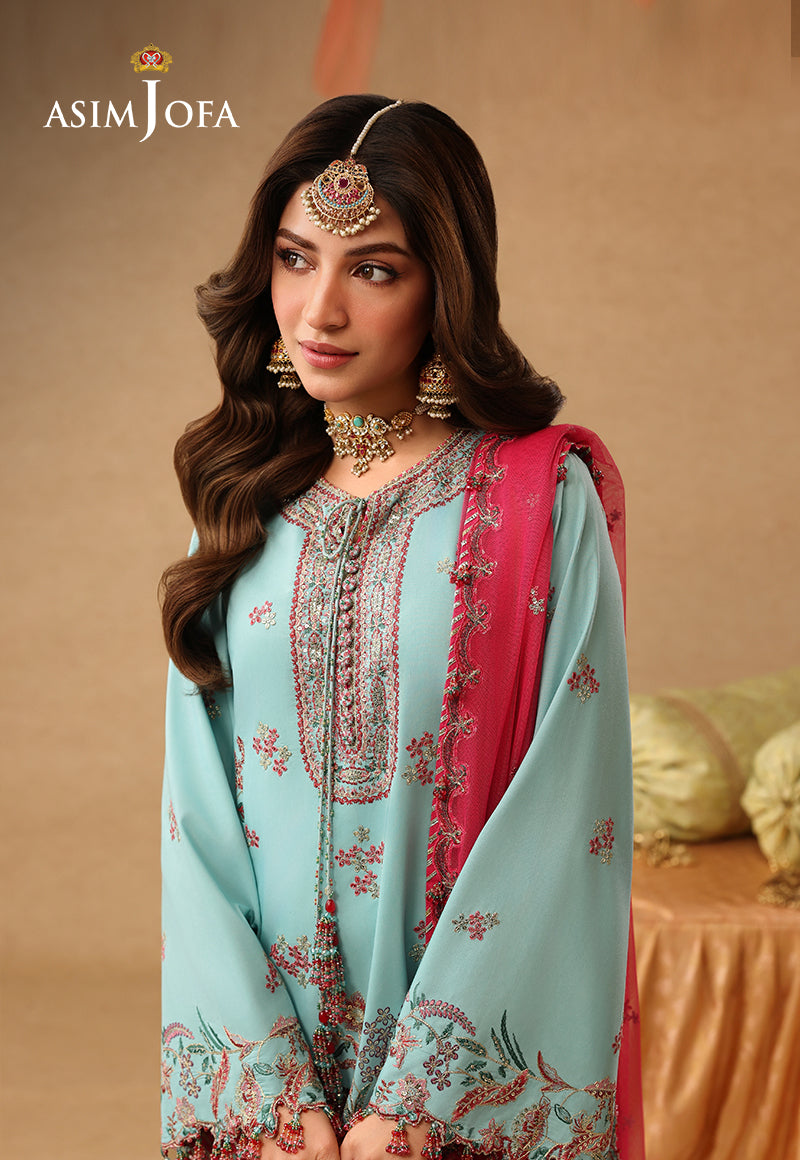 AJULIF-02 Embroidered Raw Silk Unstitched 3 Pcs