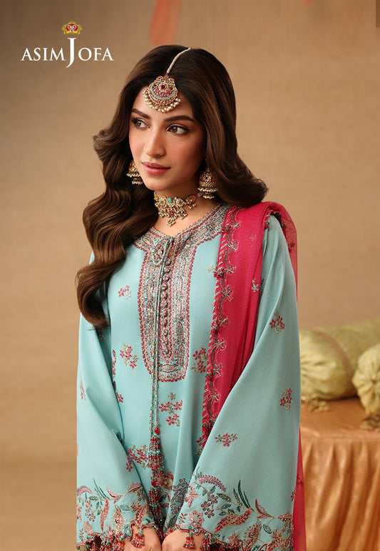 AJULIF-02 Embroidered Raw Silk Unstitched 3 Pcs