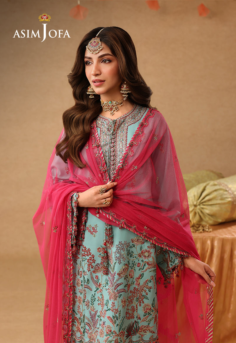 AJULIF-02 Embroidered Raw Silk Unstitched 3 Pcs